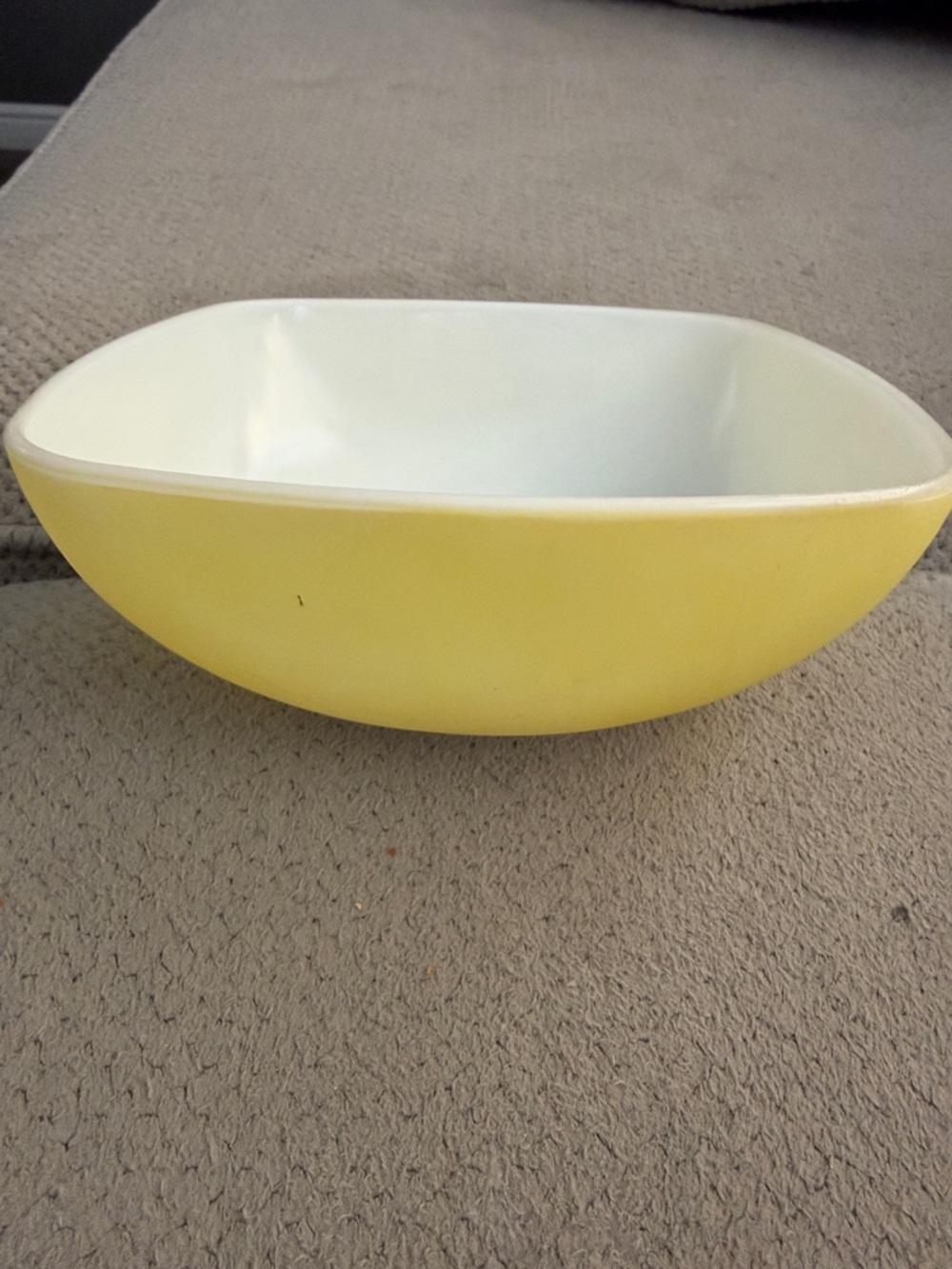 Pyrex Yellow & White Square Serving Bowl